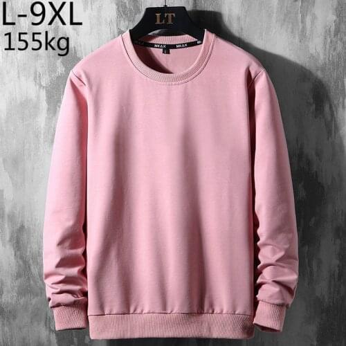 Oversized Pullover Men Casual Sweatshirt Solid Basic Pullover Big Size Men Spring Autumn Hoodies Plus Size 5XL 6XL 7XL 8XL 9XL