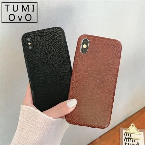Luxury Vintage Crocodile Pattern Leather Cases For iPhone 7 6 6S Plus Case Soft Wood Cover For iPhone 7 8 Xs Max XR Coque Cover