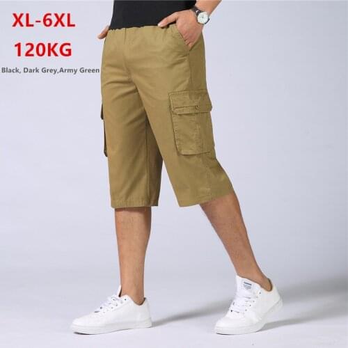 Men Shorts Summer Long Short Cargo Cotton Mens Homme Spodenki Meskie Ete Hip Hop Plus Size 5XL 6XL Casual Man Army Half Trousers