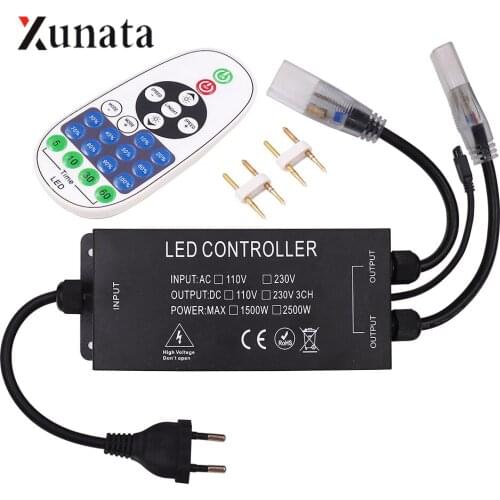 AC 110V 220V LED Strip RF Dimmer Double Head Output 23 Keys Remote Controller Dimmer for LED Bulb/LED String EU/US/AU/UK Plug
