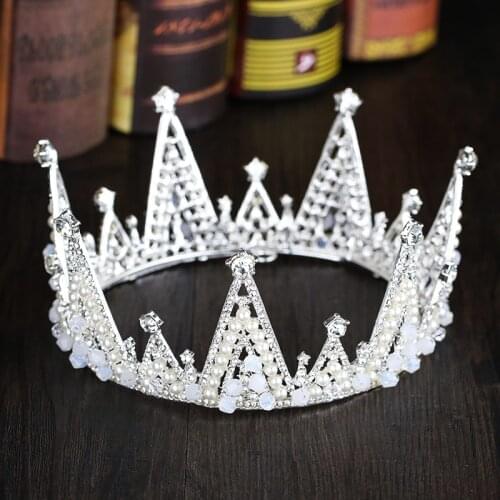 Tiaras And Crowns Luxury Pearl Princess Pageant Engagement Wedding Hair Accessories For Bridal Jewelry Shine Crystal