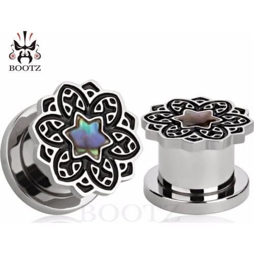 New helix shell logo ear plugs piercing body jewelry stainless steel ear gauges tunnels stretchers pair selling