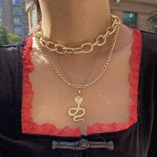 YC-UPGO New Vintage Boho Fashion Necklaces For Women 2020 Snake Gold Multilevel Chain Cobra Pendant Necklace Jewelry Party Gift