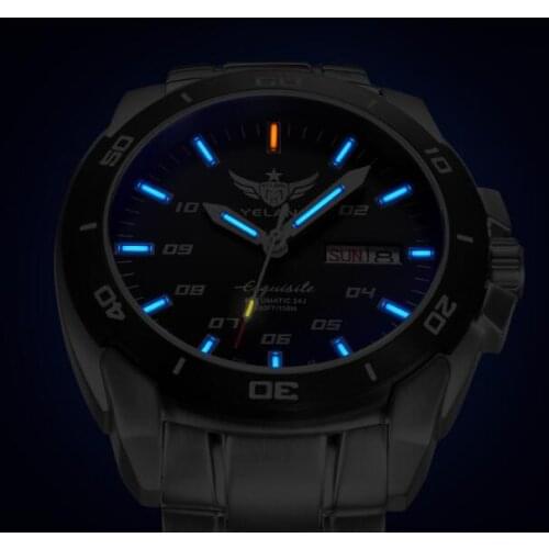 Yelang Automatic watch Tritium T100 Japan TOP 24Jewels Movement Waterproof 100m Date Day Sapphire Luminous Military Swim Watch