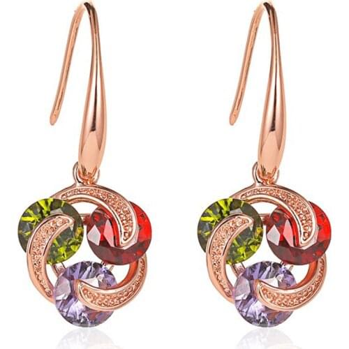 Modyle Boho Female Crystal color White Drop Earrings Fashion Silver color Zircon Stone Earrings Small Round Dangle Earrings