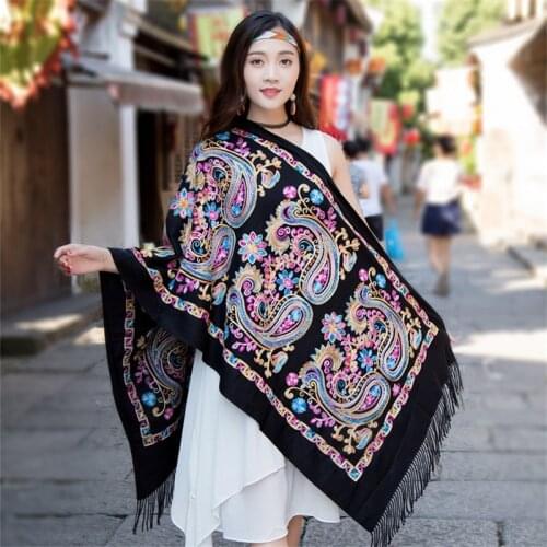 2020 winter warm cashmere scarf for women Cashew embroidery scarves ladies shawls and wraps wool pashmina muslim headscarf hijab