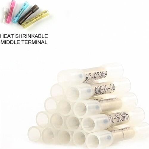 10/30/50PCS Heat Shrink Seal Insulated Terminals Butt Electrical Splice Wire Connectors Cable Crimp Terminal Connector 24-22AWG