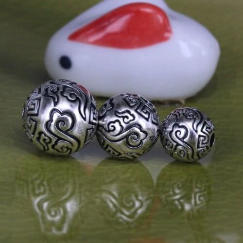 100% 3D 999 Silver Jewelry Beads Hard Pure Silver Lucky Symbol Beads DIY Jewelry Good Luck Beads Jewelry Findings