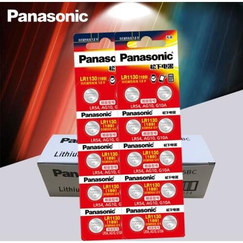 100pcs Panasonic Battery Cell 1.5V AG10 LR1130 Alkaline Button Battery AG10 389 LR54 SR54 SR1130W 189 LR1130 Button Batteries