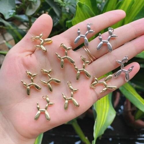 20Pcs, Gold silver color dog charms for jewelry animal copper dog balloon pendant jewelry pendant for necklace
