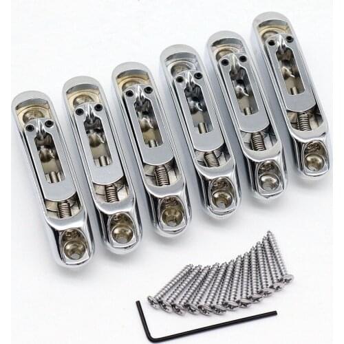 6 Pcs Guitar Bridge Sadlles Single Individual Bridge Saddles Tailpiece Set for 6 String Electric Guitar Bass Parts