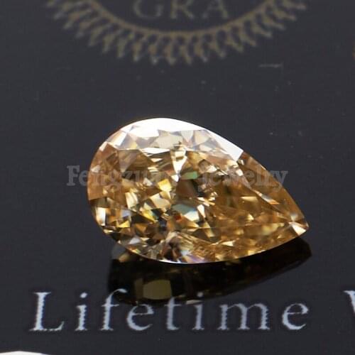 Big Size 10x14mm 6ct Pear Cut Loose Moissanites Stones with DEF color VVS Clarity Champagne GRA Moissanites for Diamond Pendant