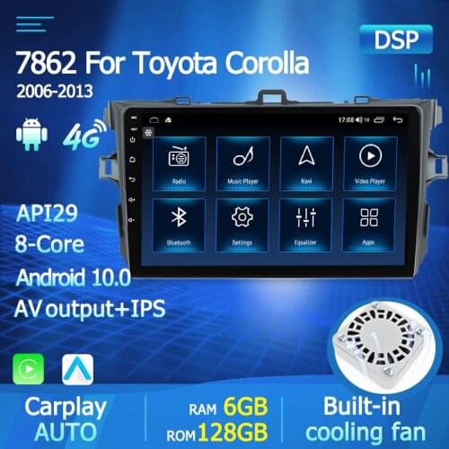 6G RAM DSP 2 din Android 10 Car Radio Multimedia Players For Toyota Corolla E140/150 2006-2013 GPS Navigation Stereo Head Unit