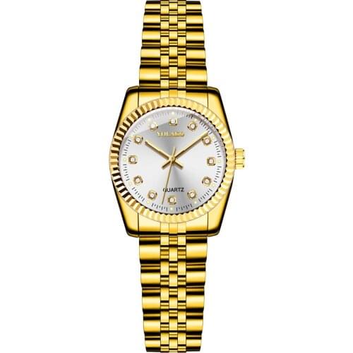 Yolako Brand Womens Steel Band Casual Gold Watch Fashion Diamond-Encrusted Quartz Wristwatch