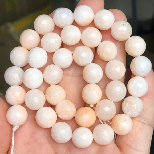 Natural Faceted Light Yellow Chalcedony Jades Stone Beads Loose Spacer Beads For Jewelry Making DIY Charm Bracelet 4/6/8/10/12MM