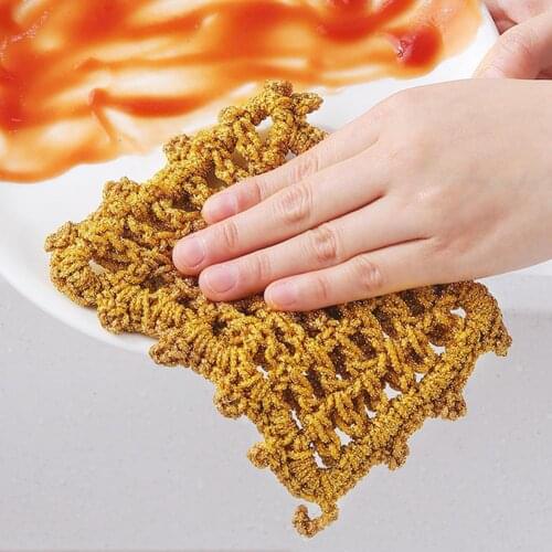 Scouring Pads Dish Towel Dish Cloth Cleaning Rags Double Sided Non-stick Polyester Durable Mesh Cleaning Towel for Home