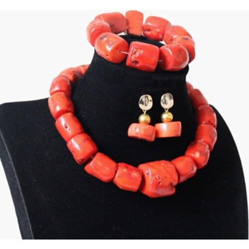 Dudo Fine Jewelry Sets For Women Choker Necklace Set 42 cm Coral Beads 18-26mm Jewellery Set Earrings Bracelet Free Ship