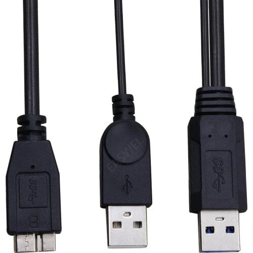 Dual USB 3.0 M to M Y Cable for WD Elements HDD WDBPCK0010BBK