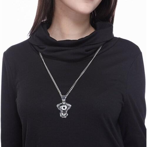 Personalized Engine Motorcycle Chain Biker Punk Gothic Necklace For Men Vintage Stainless Steel Chain