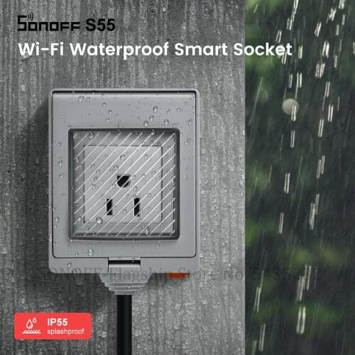 Itead SONOFF S55 Wifi Smart Waterproof Socket Switch IP55 UK/AU/US/FR/DE/ZA Wifi Plug Socket With Timer Remote Works With Alexa
