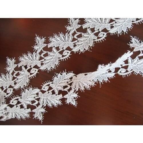 10 yards White Leaves Lace Applique Trim for Bridal necklace, Lace choker, Wedding Gown Decor Supplies