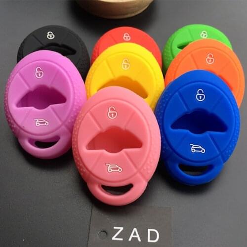 ZAD Silicone car Key set Shell Fob Skin Case Cover for BMW Mini Cooper S R50 R53 Two 2 Buttons remote Repair Protect styling