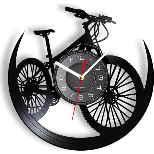Road Mountain Bike Vinyl Album Record Wall Clock Cycling Decor Sports Events Bicycle Man Cave Watch Mountain Biker Cyclist Gift