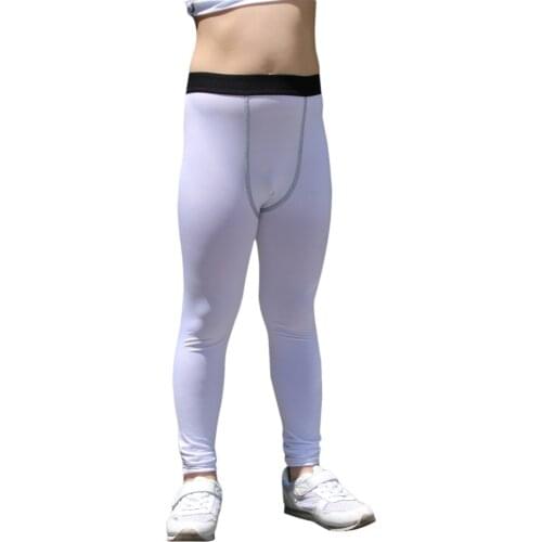 New Kids Sport Tight Trousers Compression Base Layer Running Pants Football Training Pants Skinny Elastic Tights Leggings Y50