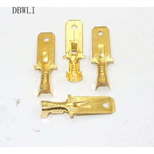 2000pcs Copper 6.3 Crimp Terminal 6.3mm Uninsulated Spring Connector 6.3mm Male Cold Terminal for Car Auto Bike ect