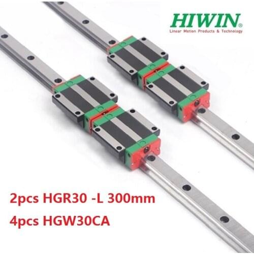 2pcs origial Hiwin rail HGR30 -L 300mm linear guide + 4pcs HGW30CA HGW30CC flange carriage blocks for cnc router