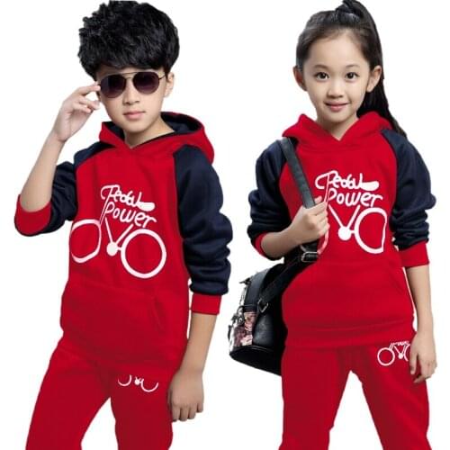 Boy Girl Coat Bike Eyes+long Pant Add Wool Kids Sports Two-piece Sets Kids Clothes Sets Spring and Autumn Children Set 3-12 Ages