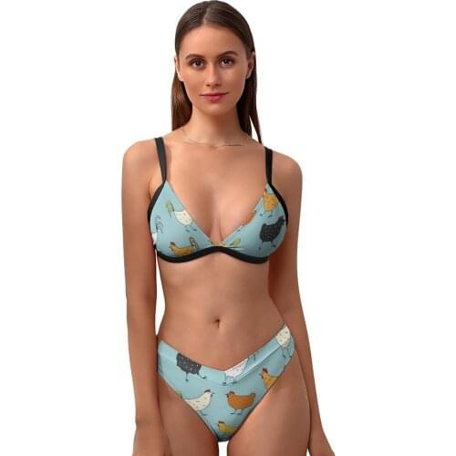 Chicken Bikini Swimsuit With Ties Hot Sale Fantasy Swimwear Fitness Two Piece For Big Breasts Bathing Suit