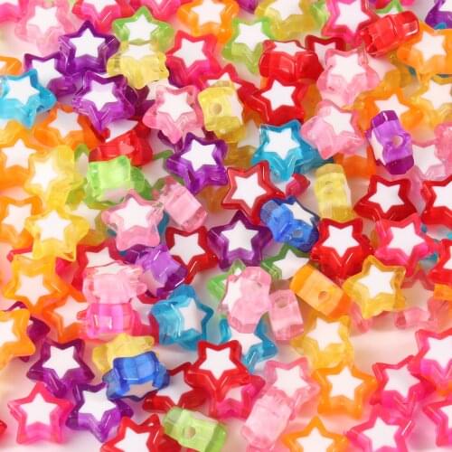 100/200/300Pcs 10mm Color Mixed Five-Pointed Star Shape Acrylic Bead Pendant DIY Beads For Bracelet Necklace Jewelry Making