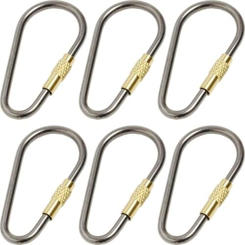 Pack of 6 Titanium Alloy Carabiner Clip with Screw Cap Outdoor Cycling Hook Multi-Functional Tool Hanging Buckle Keychain