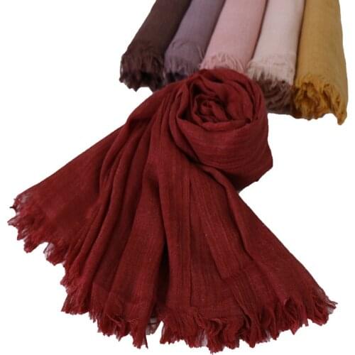 Spring women scarf 190*120cm muslim hijab femme musulman headscarf islamic shawls crinkle solid pashmina hijabs