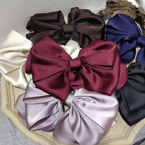 Bowknot Hair Clips Hand Tie Large Pigtail Bows Hairpin For Women Girls Satin Temperament Elegant Accessoires