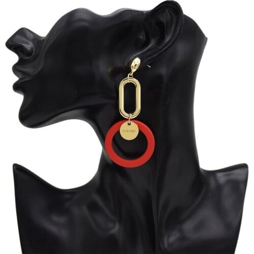 Unique Gold Circle Fashion Earrings for Women Boho Acrylic Big Round Dangle Earrings Charm Jewelry Christmas Gift pendientes