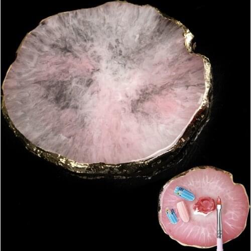 1pc Natural resin stone Nail Art color Palette Acrylic Gel Polish Holder Drawing Color Paint Dish Glue pallet
