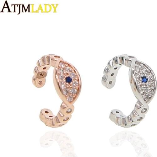 2019 Orecchini 1pcs Eye Evil Cuff Earring Rose Gold&silver Color Zircon Paved Single For Women Turkish Minimal Party Jewelry