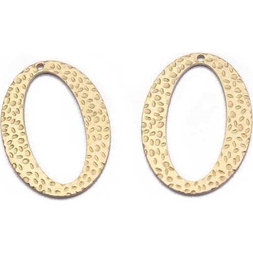 10pcs Hammered Brass 28x20mm Zero O Shaped Charms Pendant For DIY Earrings Jewelry Findings Accessories Making