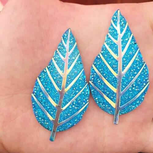 10pcs Resin AB color Leaf FlatBack Appliques/wedding DIY craft -C152