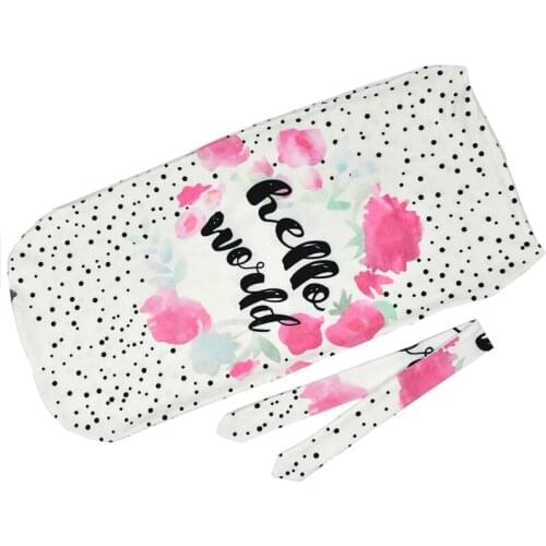 2Pcs/Set Newborn Swaddle Blanket Baby Sleeping Bag Muslin Wrap Headband Photo props E65D