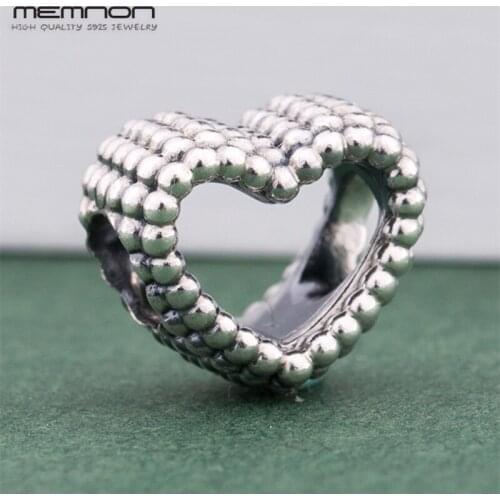 2018 Winter collection Beaded Heart beads 925 sterling silver heart bead fit charms Bracelet DIY Christmas gift Memnon Jewelry