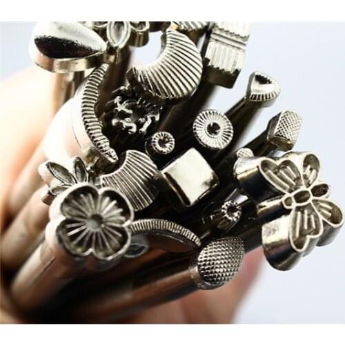 50sets Alloy Leather Tools 20pcs/LOT DIY Leather Working Saddle Making Tools Set Carving Leather Craft Stamps Set Craft