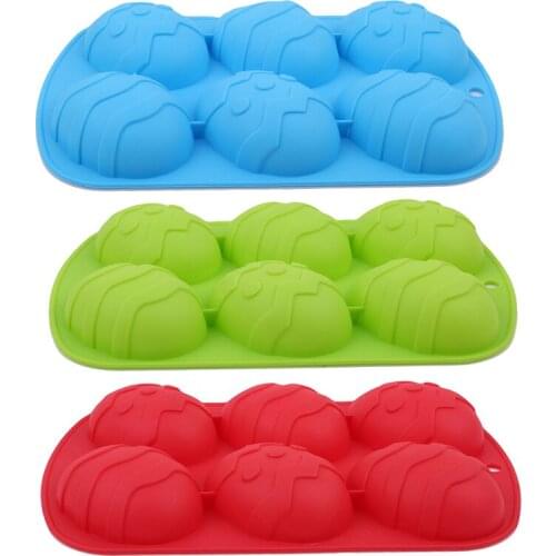 6 Cavity Easter Egg Shape Baking Tray Silicone Mold Dessert Silicone Cake Chocolate Baking Molds Silicone Decoration Accessories