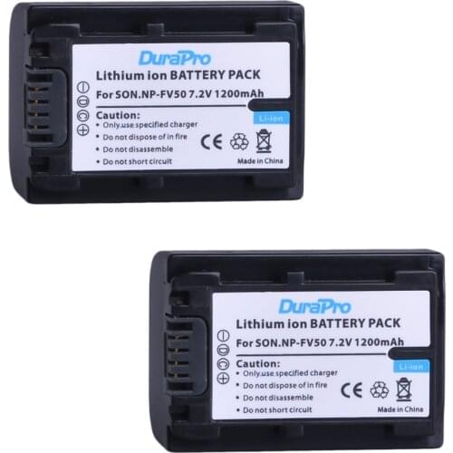 2Pcs x DuraPro NP-FV50 FV50 Camera Battery for SONY HDR CX390 290E PJ510 820E 790E 660E XR260 CX700E PJ50E 30E SR68 CX180E VG10E