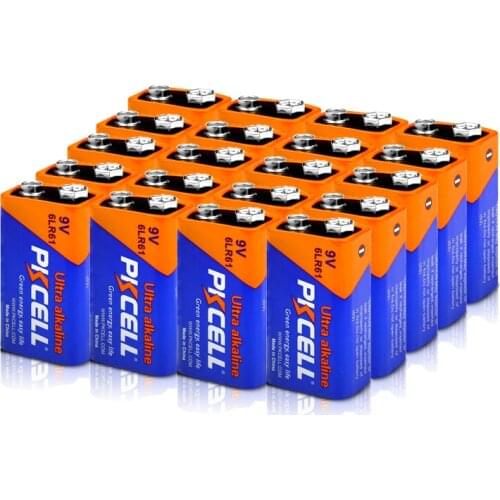 20PC PKCELL 9V Battery 6F22 6LR61 PPP3 1604A Non-Rechargeable Alkaline Batteries for 9V Battery Electronic thermometer RU stock