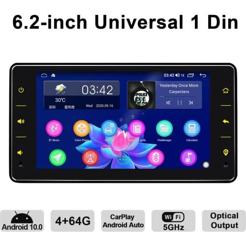 JOYING 6.2inch/7inch Single Din Android 10 Car Radio Stereo 1 din Autoradio Universal Head Unit Multimedia Carplay DVR Camera 4G