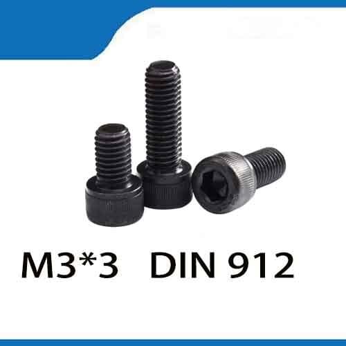 Free shipping 100pcs/Lot M3*3 M3X3mm Fully Threaded Black Hex Socket Cap Head Screw Bolt Fastener Set