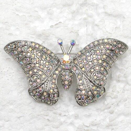 Clear AB Rhinestone brooch Butterfly Pin brooches C2000 F